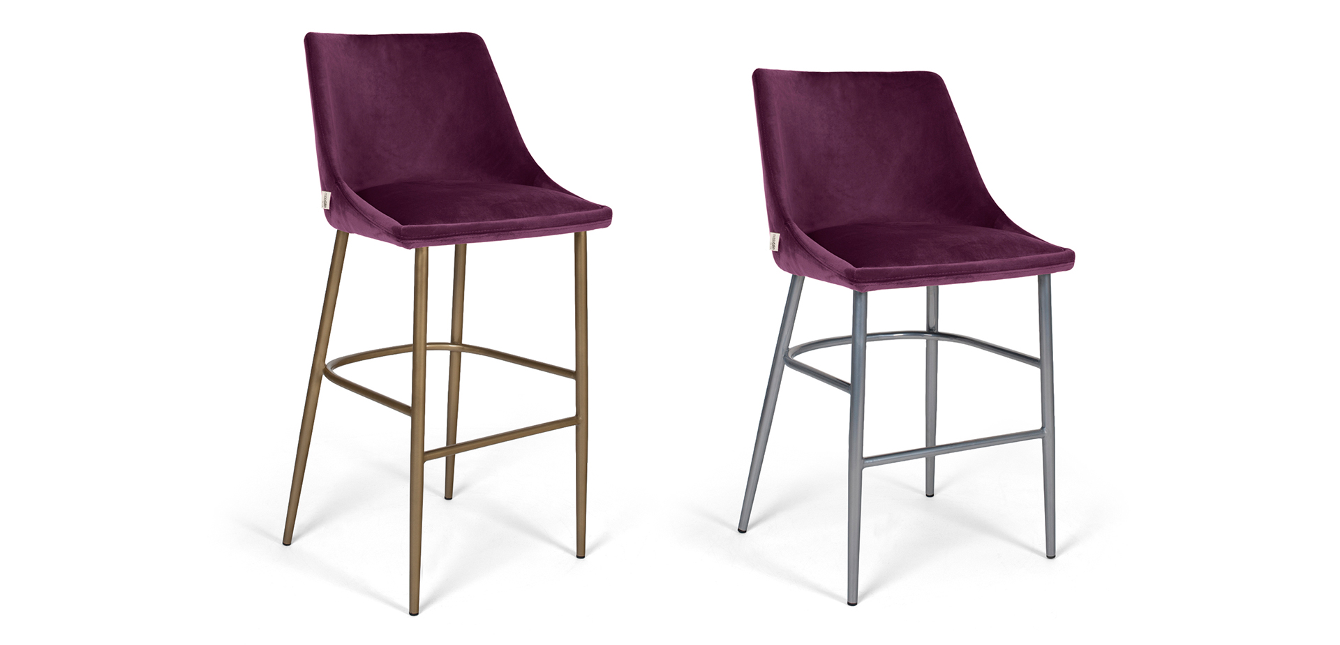Scaun Înalt de Bar cu Picioare Metal, Culoare MovAlberta, MobilaDalin