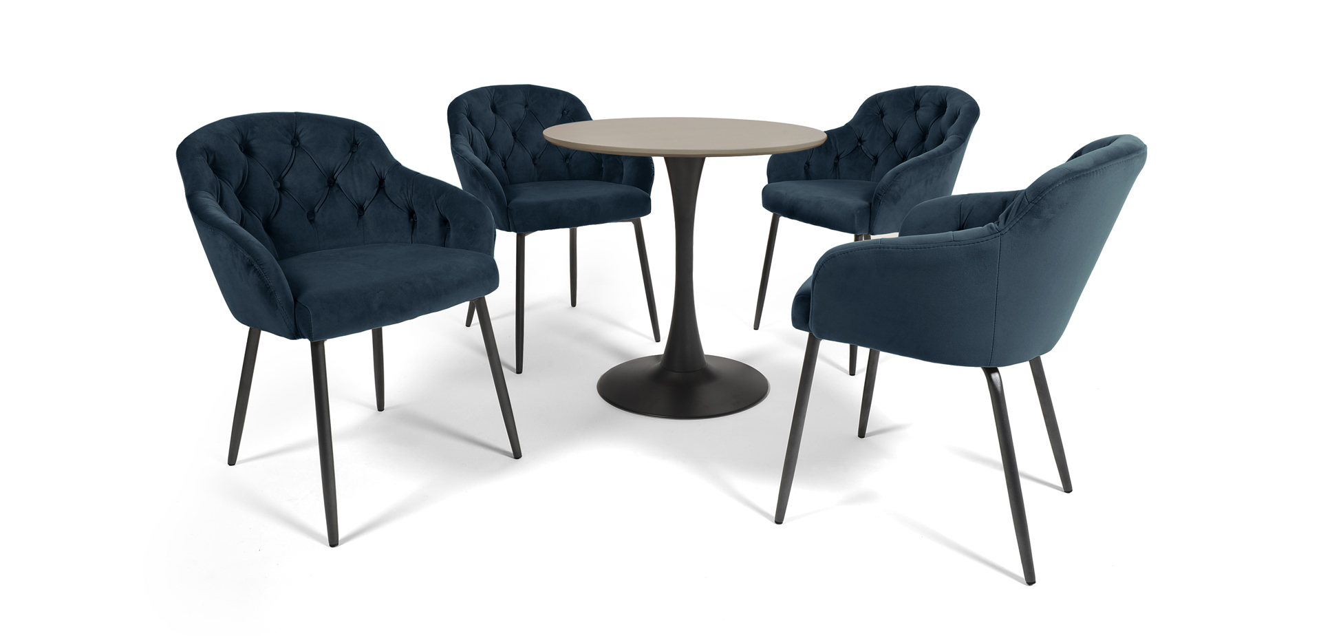 Set Scaune Matlasate Albastru Navy  si Masa Bucatarie  Arthur, MobilaDalin