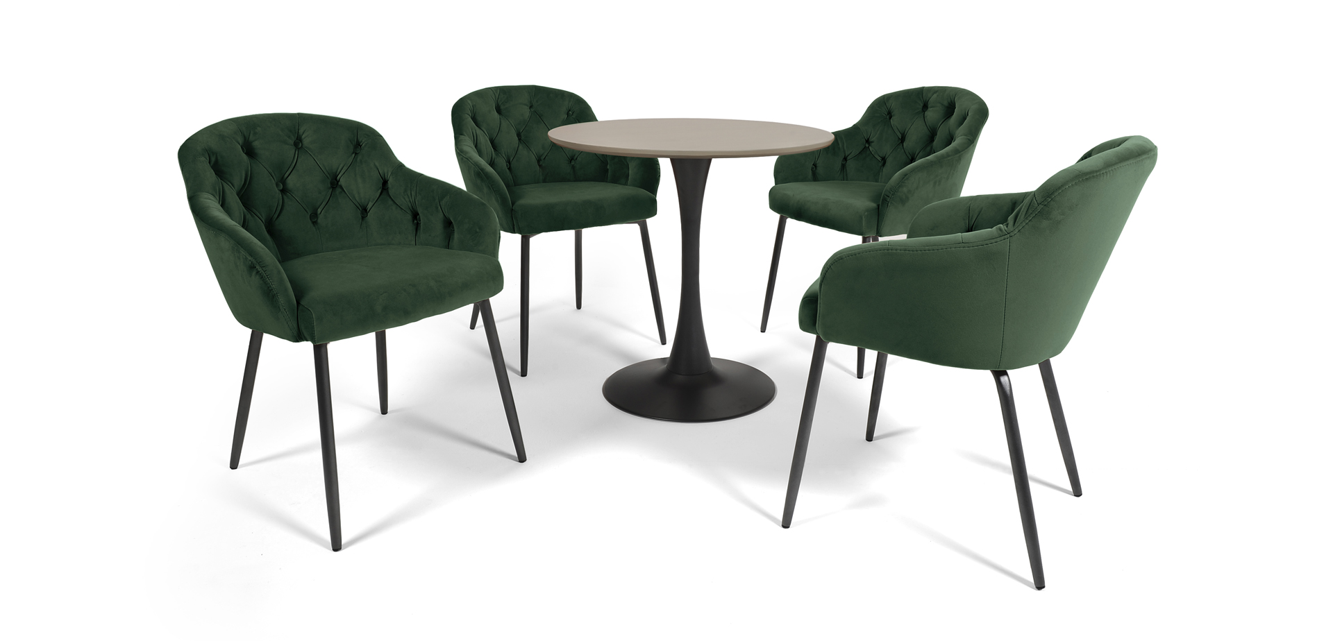 Set Scaune Matlasate Verde  Smarald  si Masa Bucatarie Arthur, MobilaDalin