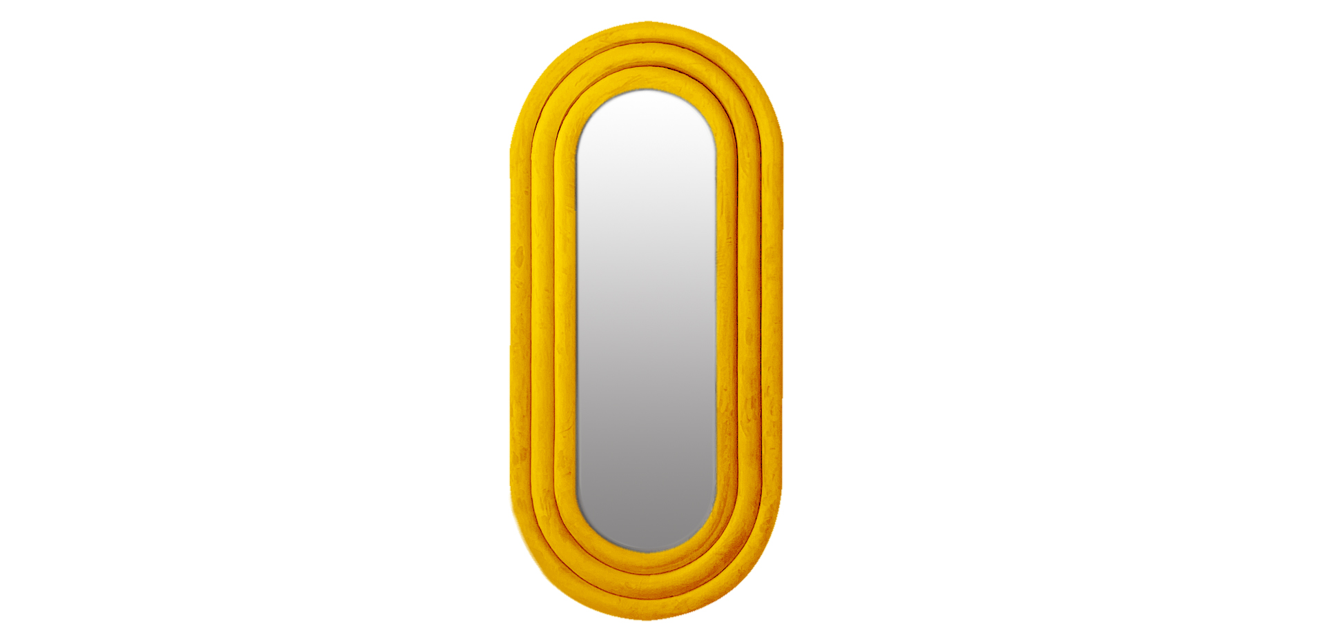 Oglindă Oval cu Ramă Tapițată Ronda, Galben, MobilaDalin